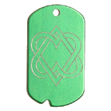 Aluminum&nbsp;Green&nbsp;Double Hearts GI Dog Tag
