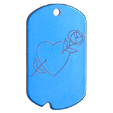 Aluminum&nbsp;Blue&nbsp;Rose Heart GI Dog Tag