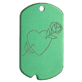 Aluminum&nbsp;Green&nbsp;Rose Heart GI Dog Tag