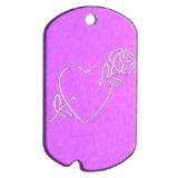 Aluminum&nbsp;Purple&nbsp;Rose Heart GI Dog Tag